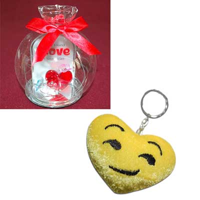 "Love Message in Glass Bottle -JLD-1603C-3, Smiley Key Chain -code03 - Click here to View more details about this Product